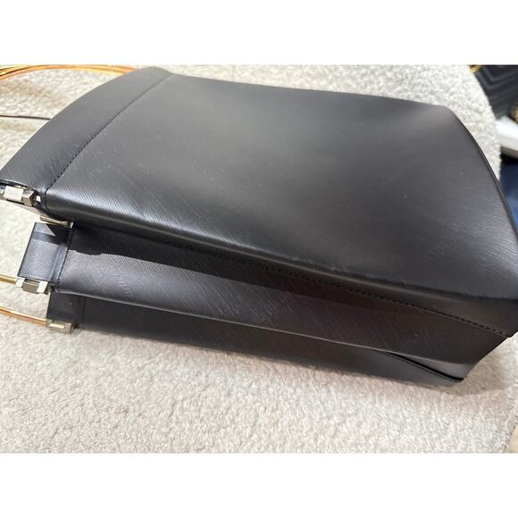 Vintage Cartier Black Brushed Leather Handbag with Gold & Silver Metal Handle - Picture 7 of 9